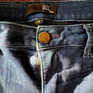 Jeans- jeggjngs, by 1822. Size 14 with zippers at bottom. Color is deep blue.
